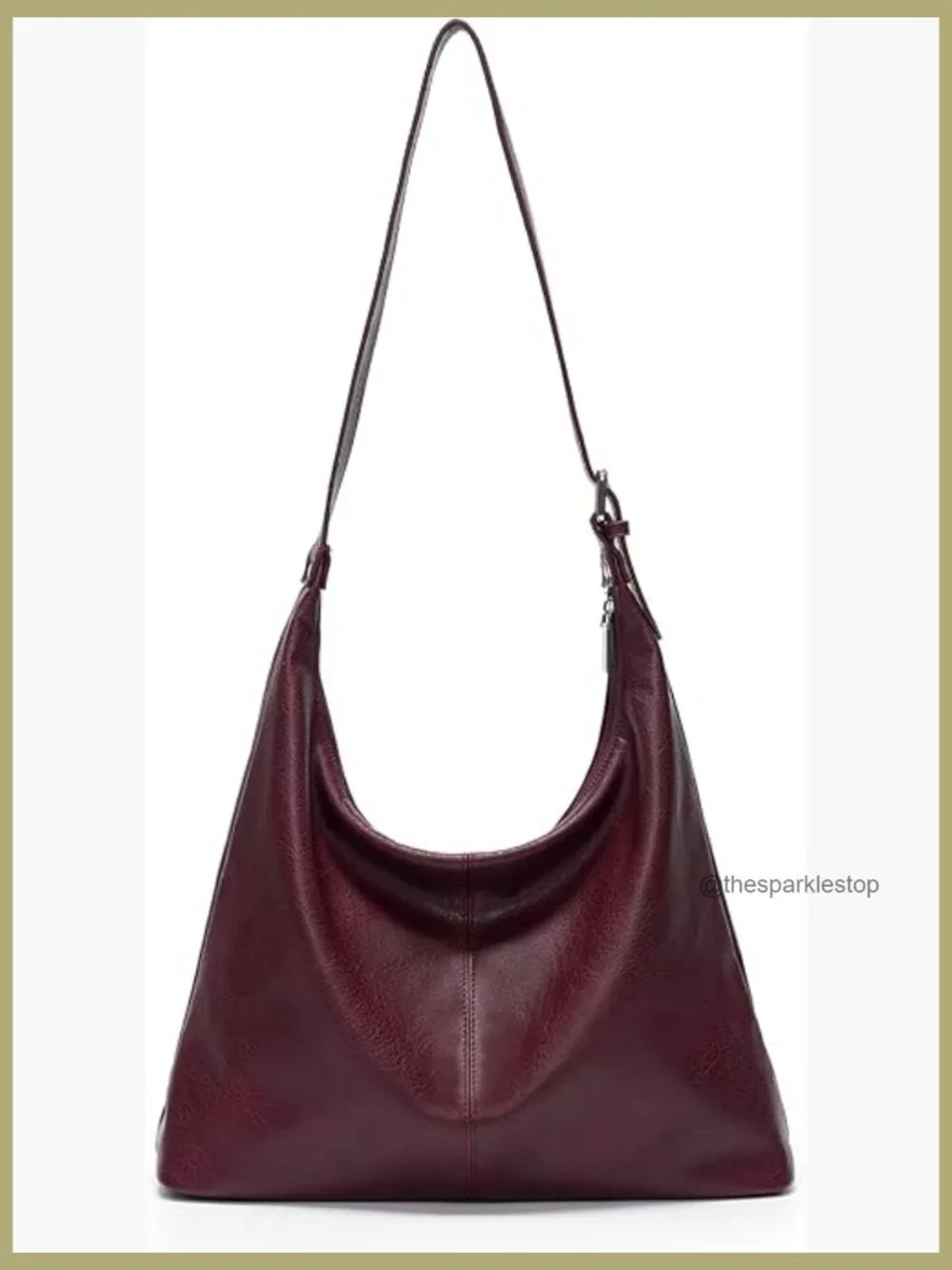 Large Slouchy Hobo Bag with Adjustable Strap Vegan Leather